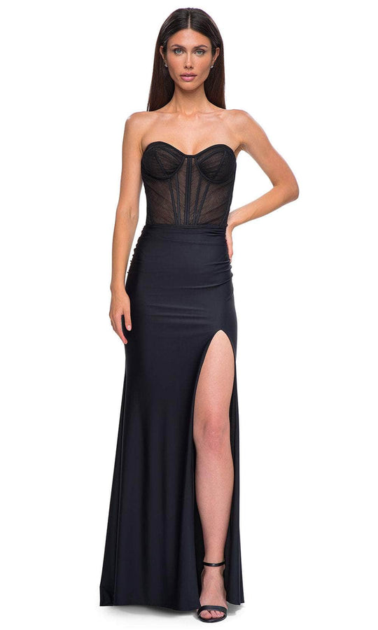La Femme 32971 - Illusion Corset Strapless Sweetheart Prom Gown