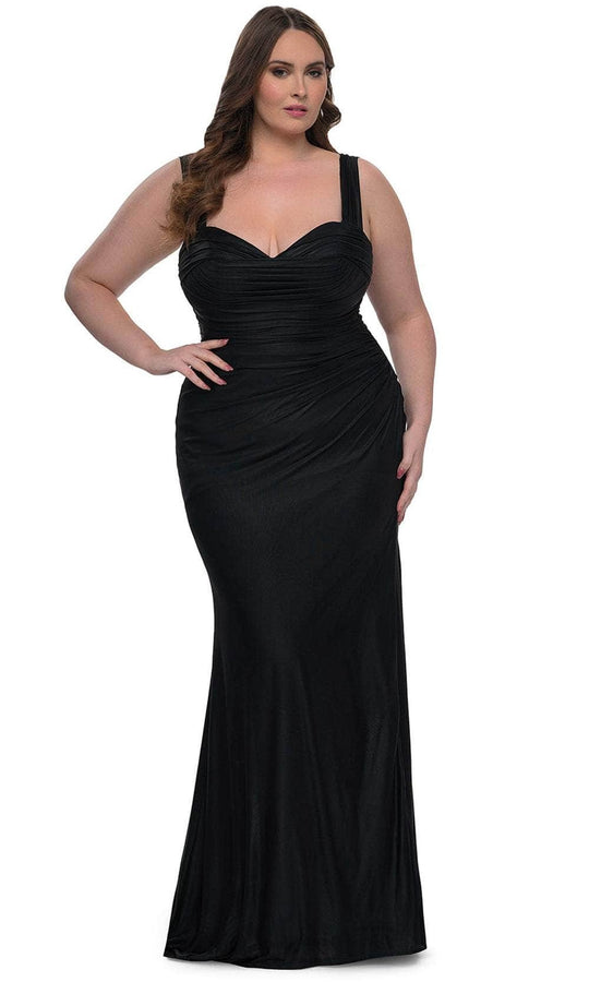 La Femme 32991 - Metallic Net Jersey Evening Gown