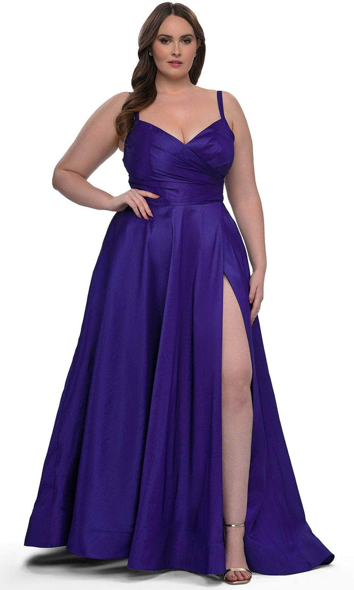 La Femme 33075 - Long Stretch Taffeta A-line Dress