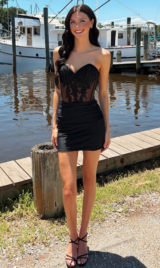 La Femme 33239 Lace Corset Cocktail Dress