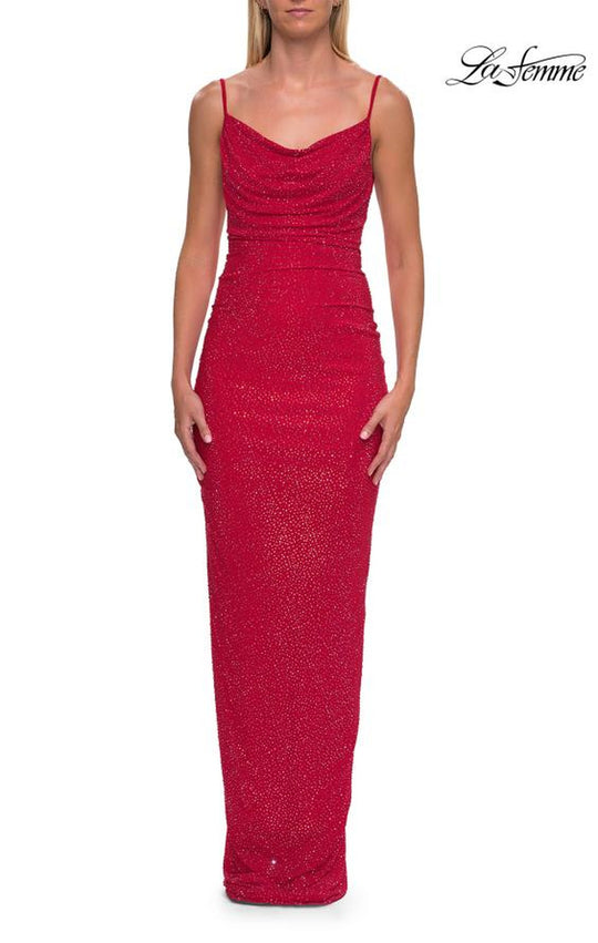La Femme 33302 - Cowl Neck Sparkling Rhinestone Prom Gown
