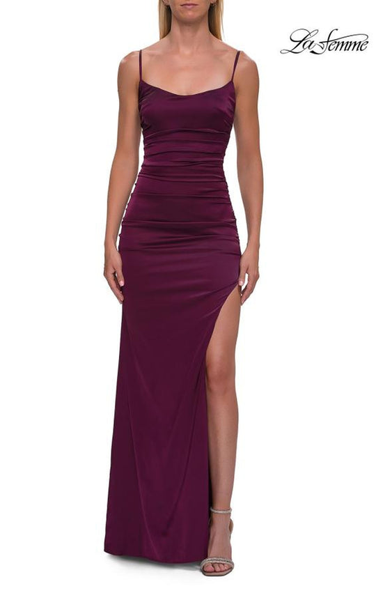 La Femme 33413 - Ruched Detail Scoop Prom Gown