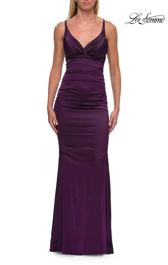 La Femme 33611 - Strappy Lace-Up Back Sheath Gown