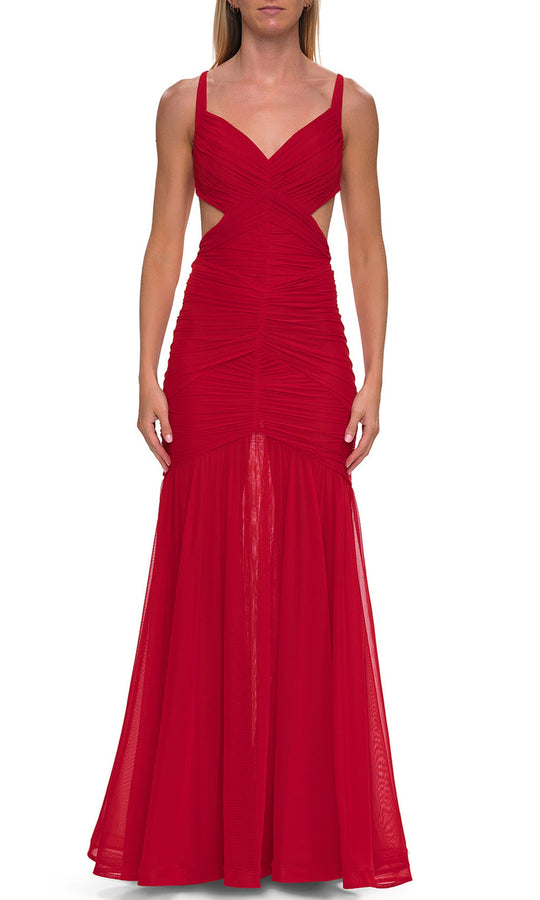 La Femme 33626 - Ruched Bodice Side Cutout Trumpet Prom Gown