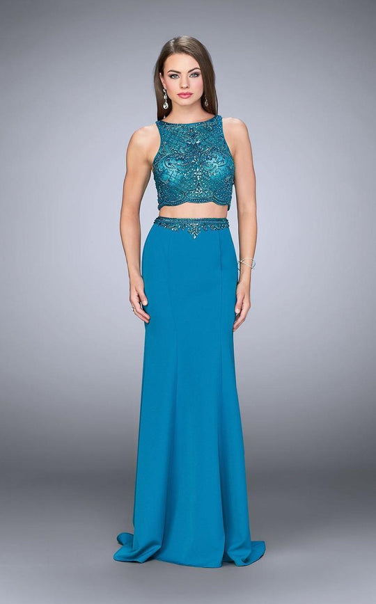 La Femme Gigi - 23907 Glistening Ornate Bateau Sheath Long Gown