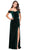 La Femme - Off-Shoulder Sheath Evening Gown with Slit 25213SC - 1 pc Wine in Size 8  Available Evening Dresses 8 / Forest Green