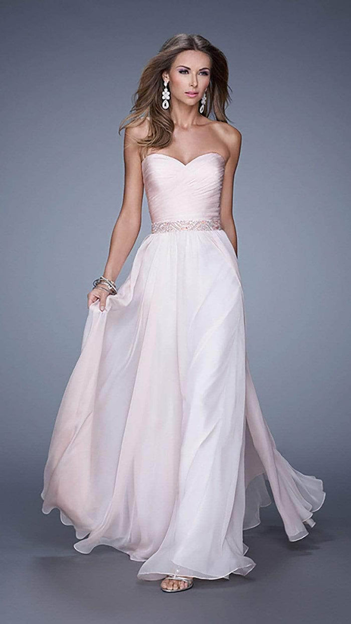 La Femme - Ruched Strapless A-Line Evening Dress 20527SC - 1 pc Nude in Size 12 Available Evening Dresses 2 / Blush