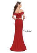 La Femme Two-Piece Fold-Over Off Shoulder Jersey Gown 25578SC