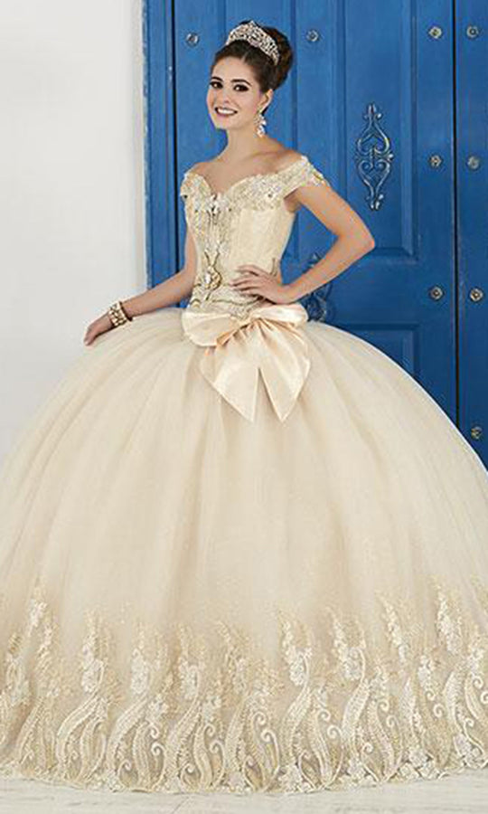 LA Glitter - 24043 Beaded Lace Corset Glitter Tulle Ballgown