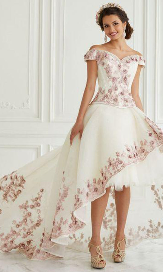 LA Glitter - 24092 Off Shoulder Floral Ballgown