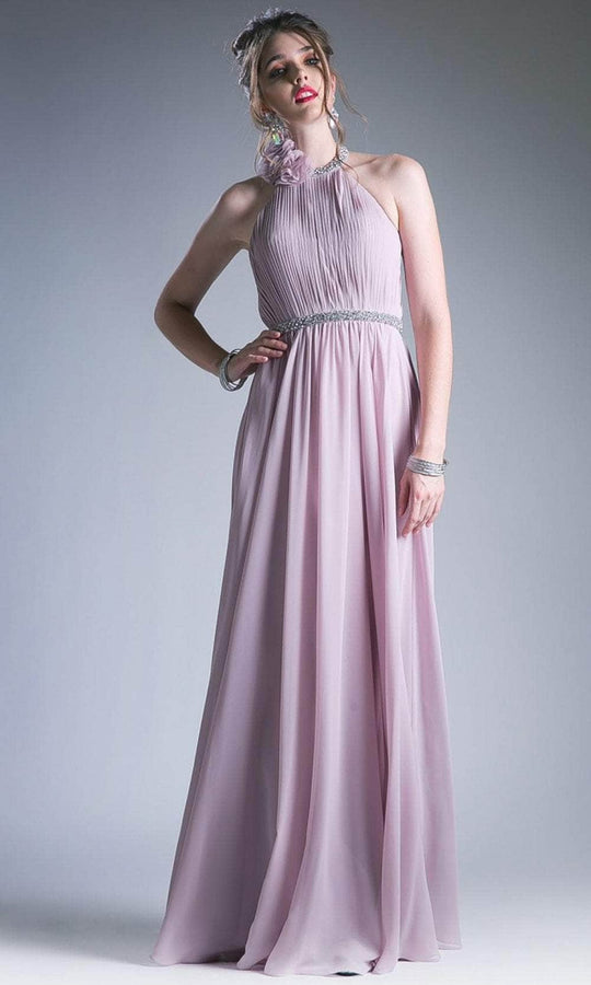 Ladivine 1004 - Halter Ruched A-Line Evening Dress