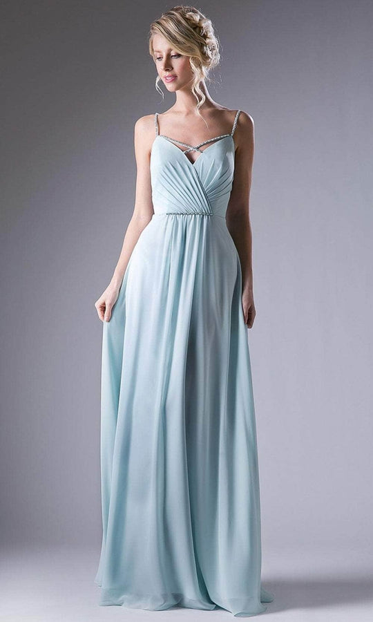 Ladivine 1010 - Crisscross Neck Chiffon Long Dress