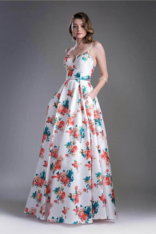 Ladivine 13103 - Sweetheart Neck Evening Gown with Floral Pleats Evening Dress