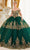 Ladivine 15705 - Off-Shoulder Gold Lace Applique Ballgown Ball Gowns XXS / Emerald