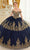 Ladivine 15705 - Off-Shoulder Gold Lace Applique Ballgown Ball Gowns XXS / Navy-Gold