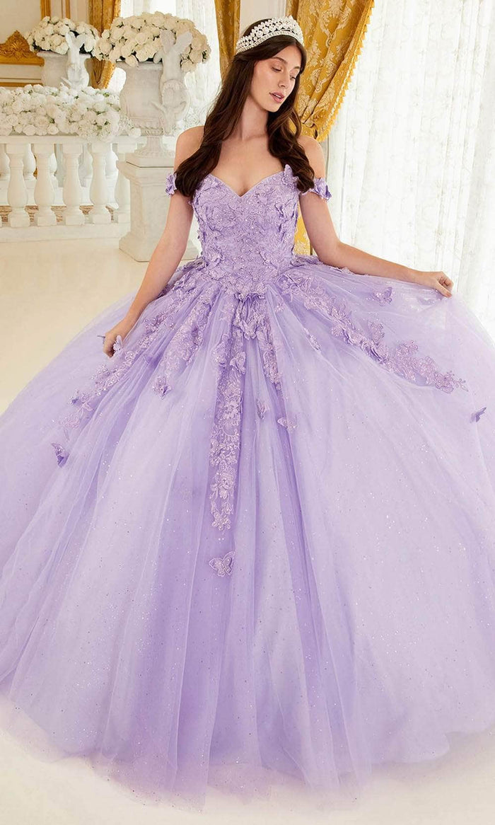 Ladivine 15709 - Beaded Off-Shoulder Ballgown Ball Gowns XXS / Lavender