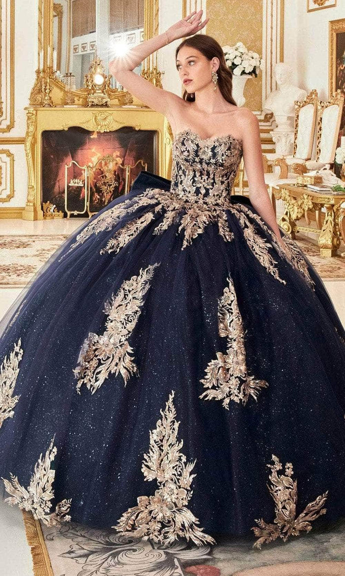 Ladivine 15715 - Sweetheart Bodice Ballgown Ball Gowns XXS / Navy-Gold