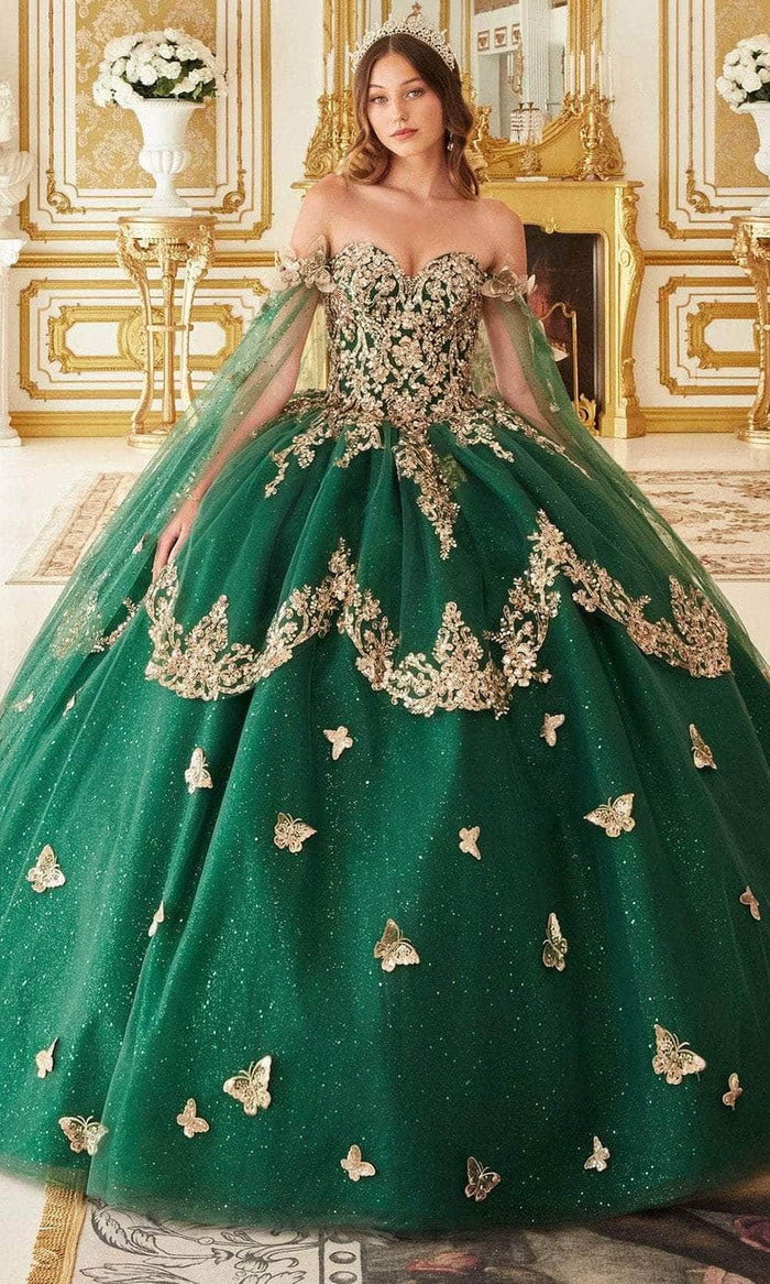 Ladivine 15721 - 3D Butterfly Ballgown Special Occasion Dress XXS / Emerald