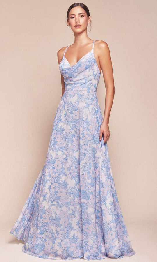 Ladivine 7444 - V-Neck A-Line Evening Dress