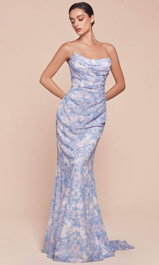 Ladivine 7445 - Floral Scoop Evening Dress