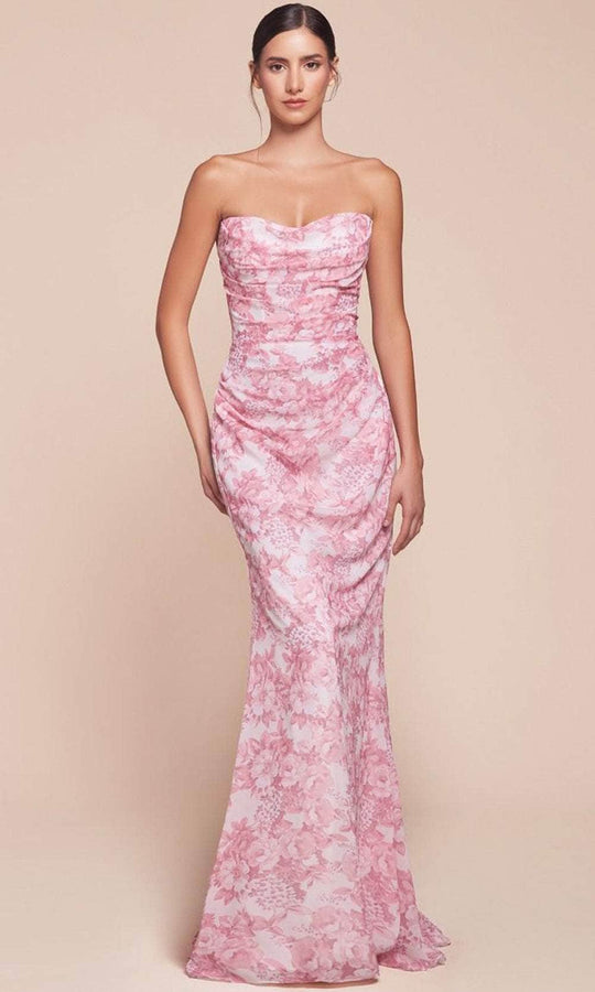 Ladivine 7445 - Floral Scoop Evening Dress