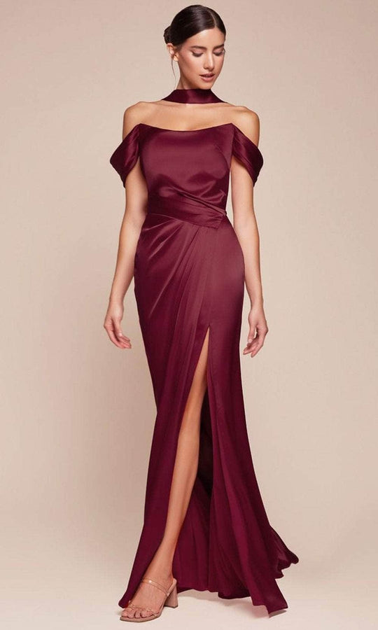 Ladivine 7452 - Satin High Slit Long Gown