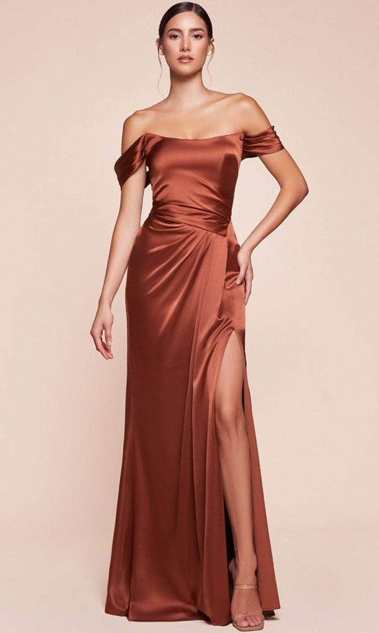 Ladivine 7452 - Satin High Slit Long Gown