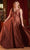 Ladivine 7497 - Ruched Knotted V-Neck Prom Gown Prom Dresses
