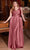 Ladivine 7497C - V-Neck Knot Evening Dress Evening Dresses 16 / Mauve Rose