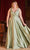 Ladivine 7497C - V-Neck Knot Evening Dress Evening Dresses 16 / Sage