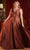 Ladivine 7497C - V-Neck Knot Evening Dress Evening Dresses 16 / Sienna