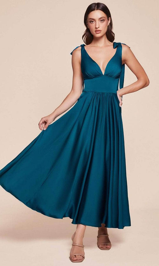 Ladivine 7499 - Tea Length A-Line Dress