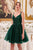 Ladivine 9245 - Glitter A-Line Cocktail Dress Cocktail Dresses XS / Emerald