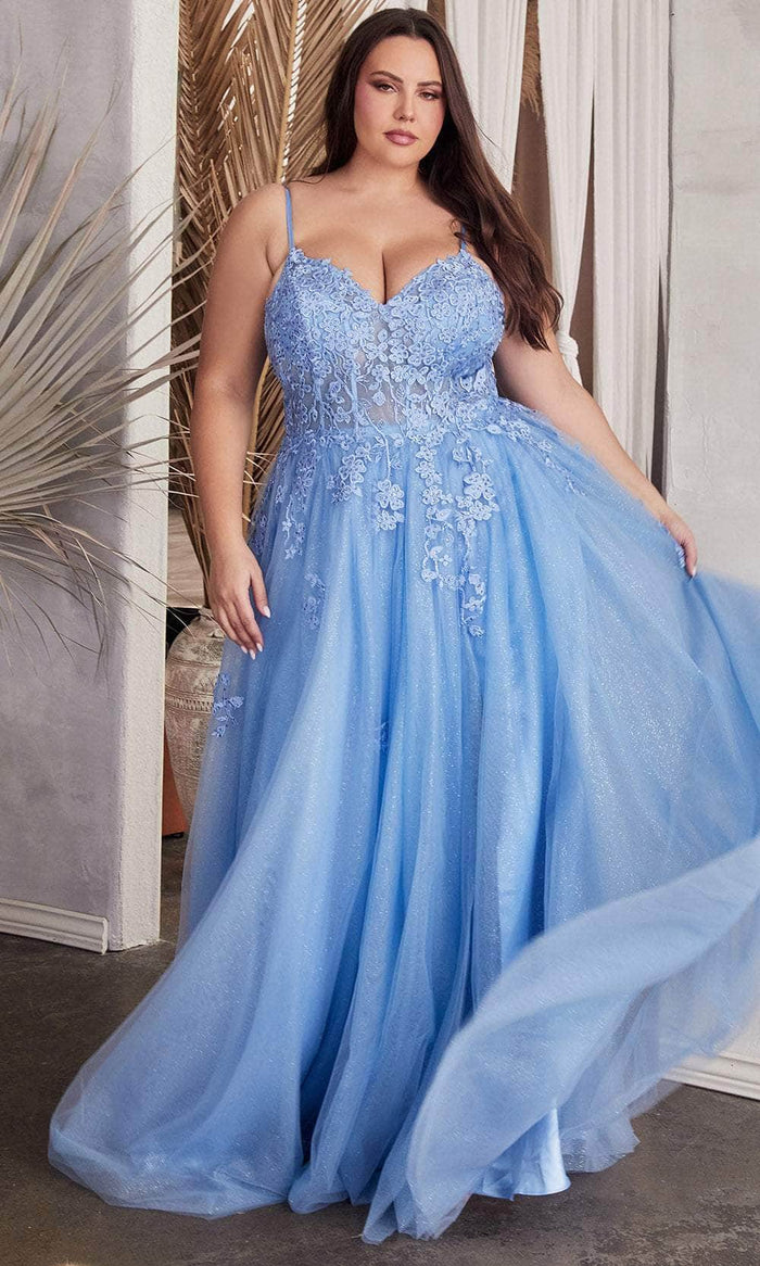 Ladivine C148C - Sleeveless Embroidered Prom Gown Prom Dresses 16 / Blue