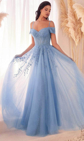 light blue formal dress amazon Light Blue Long Prom Dress with Sheer Bodice Dusty Blue / 16 main image 0