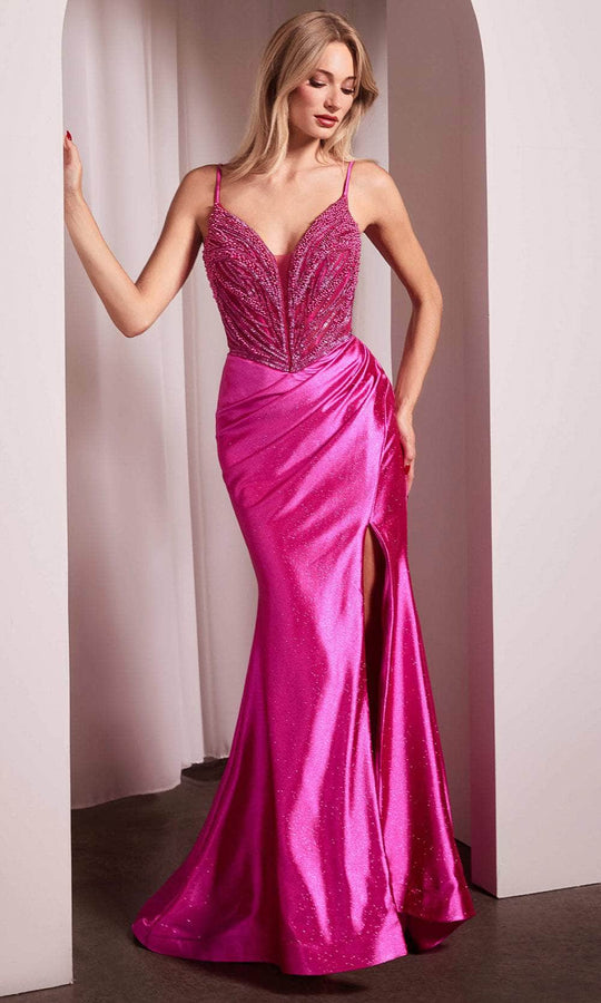 Ladivine CC0238 - Draped High Slit Evening Dress