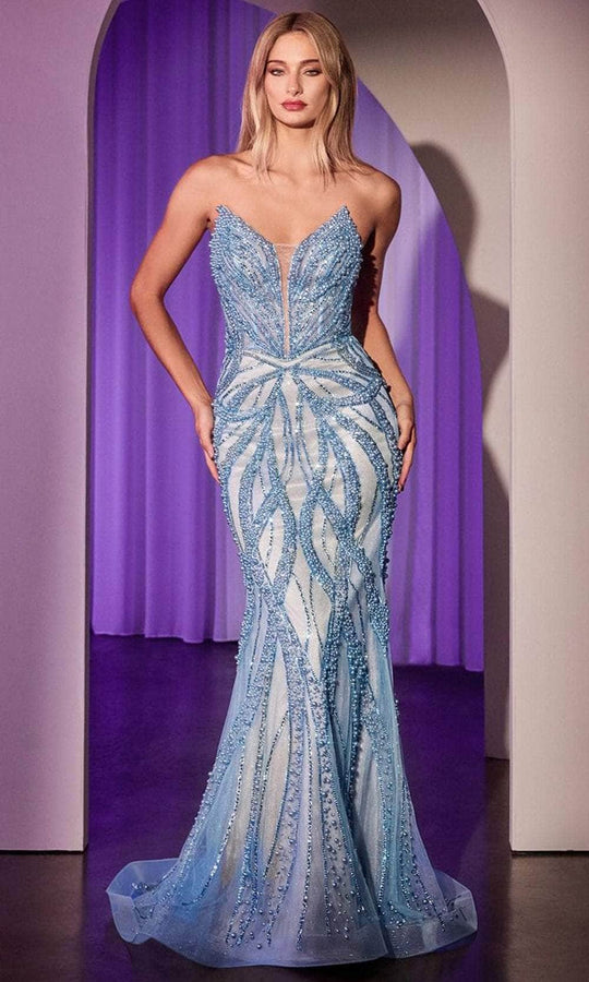Ladivine CC0688 - Sophisticated Strapless Beaded Long Gown