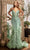 Ladivine CC1608 - Sleeveless Plunging V-Neck Prom Gown Prom Dresses 2 / Sage