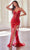 Ladivine CC2292 - Deep V-Neck Illusion Skirt Prom Gown Prom Dresses 2 / Red