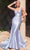 Ladivine CC2346 - Glittered Plunging V-Neck Prom Gown Prom Dresses 2 / Lt Blue