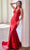 Ladivine CC2346 - Glittered Plunging V-Neck Prom Gown Prom Dresses 2 / Red
