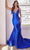Ladivine CC2346 - Glittered Plunging V-Neck Prom Gown Prom Dresses 2 / Royal
