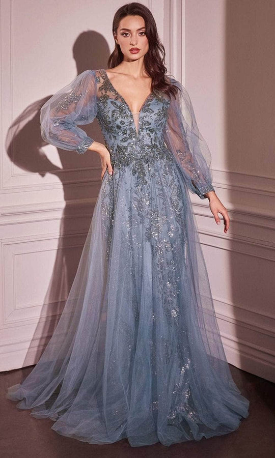 Ladivine CD0102 - Long Sleeve Applique Gown