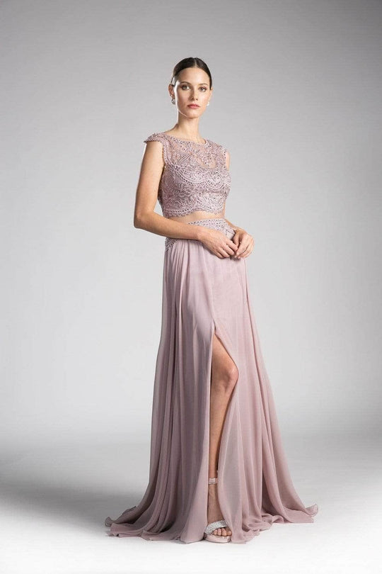 Ladivine CD0113 - Adorned Illusion Bateau A-line Dress