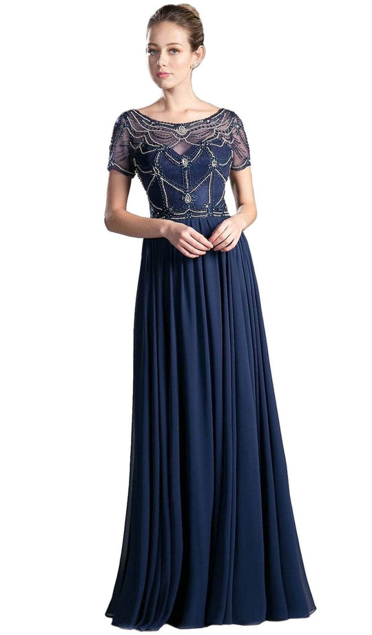 Ladivine CD0123 - Jewel Beaded Short Sleeves Mother of the Bride Dress
