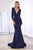 Ladivine CD0168 - Long Sleeve Draped Evening Dress Evening Dresses XXS / Navy
