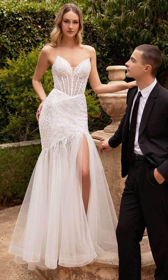 Ladivine CD0215W - Strapless Beaded Mermaid Gown