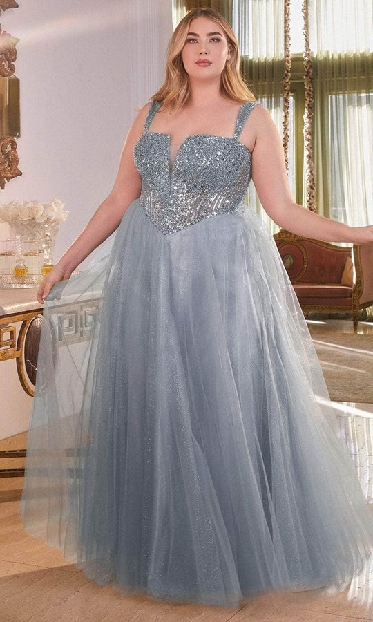 Ladivine CD0217C - Glittery Basque Evening Dress