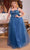 Ladivine CD0217C - Glittery Basque Evening Dress Ball Gowns 16 / Deep Blue