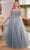 Ladivine CD0217C - Glittery Basque Evening Dress Ball Gowns 16 / Smoky Blue
